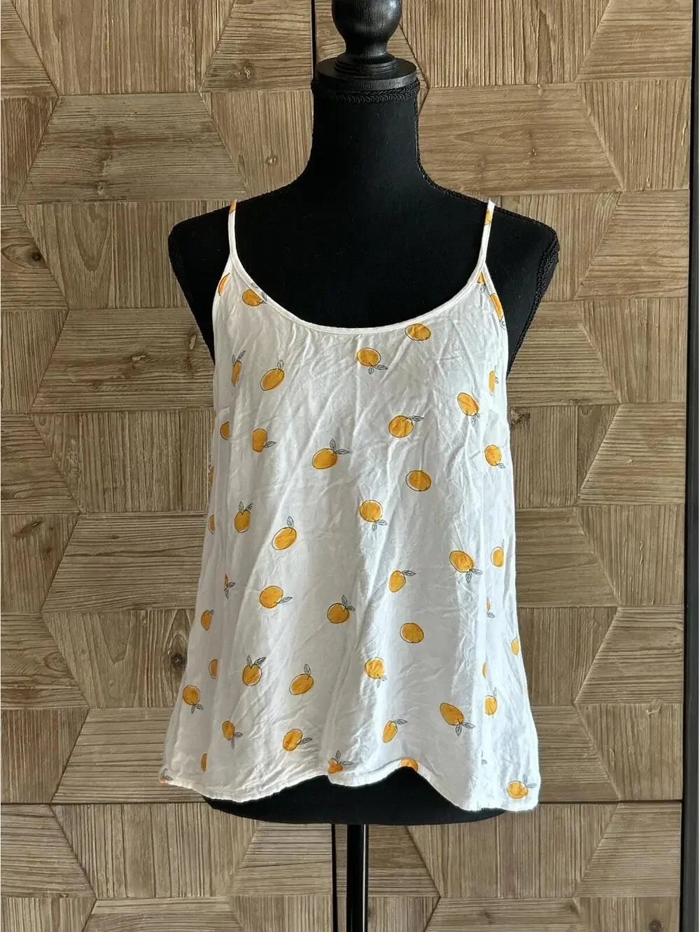 A New Day Womens Tomato Girl White Fruit Print Tie Back Flowy Tank Top Small